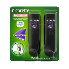 NICORETTE BERRYMINT 1 mg/annos sumute suuonteloon, liuos 2x150 annosta
